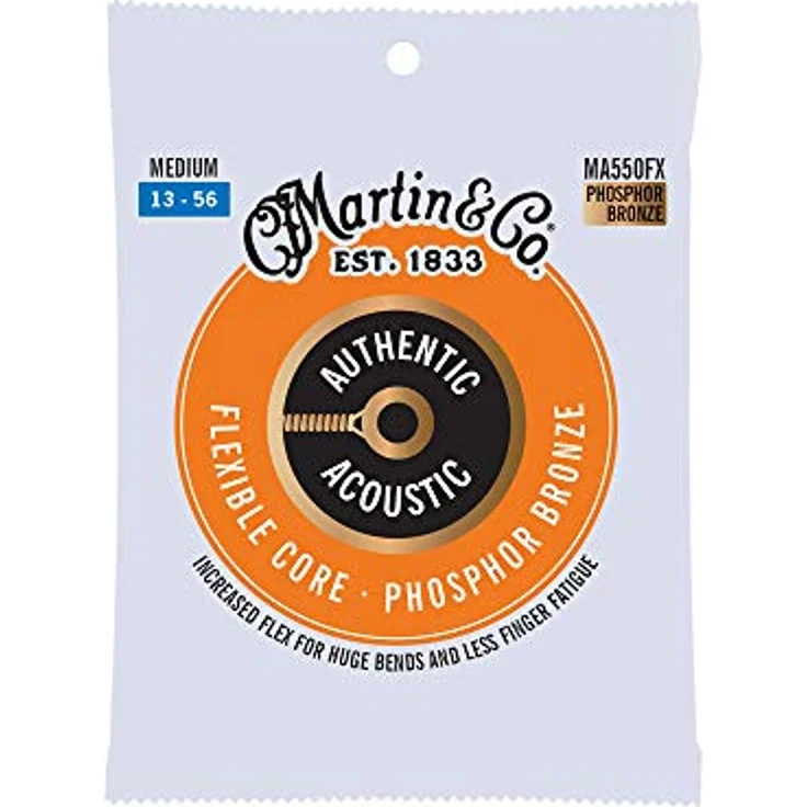 Martin Akustikgitarrensaiten MA550FX, Flexible Core Medium 13-56, 98/2 Phosphor Bronze für beeindruckende Bendings und hohen Komfort – Bild 1