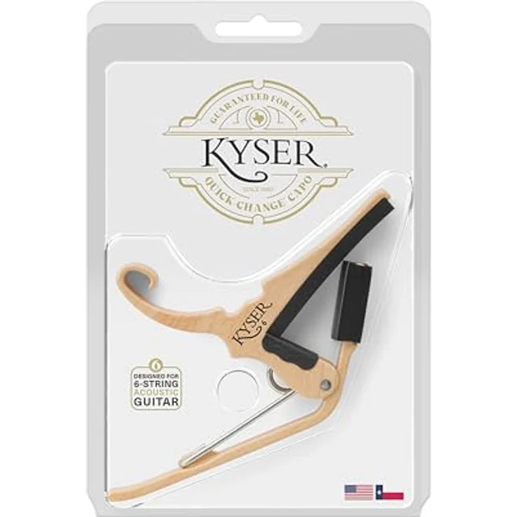 Kyser Quick-Change Capo, Kapodaster für Akustikgitarre, ahornfarbig, leichte Aluminiumausführung, einhändige Bedienung – Bild 5