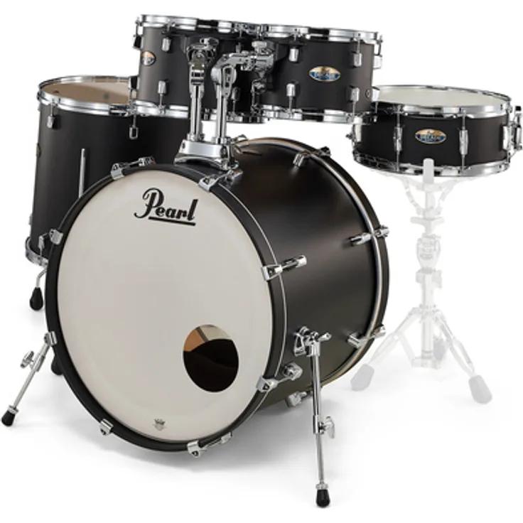 Pearl Decade M. Kesselsatz, 6-lagiger Ahorn, Satin Slate Black, 22" Bass Drum, 10", 12" Tom Toms, 16" Stand Tom, 14"x5,5" Snare Drum