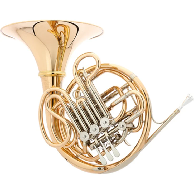 Hans Hoyer 6801GA-L, Doppelhorn F/Bb mit Goldmessing Mundrohr, 310 mm Schallstück, verstellbarem Daumendrücker, inkl. Mundstück und Koffer
