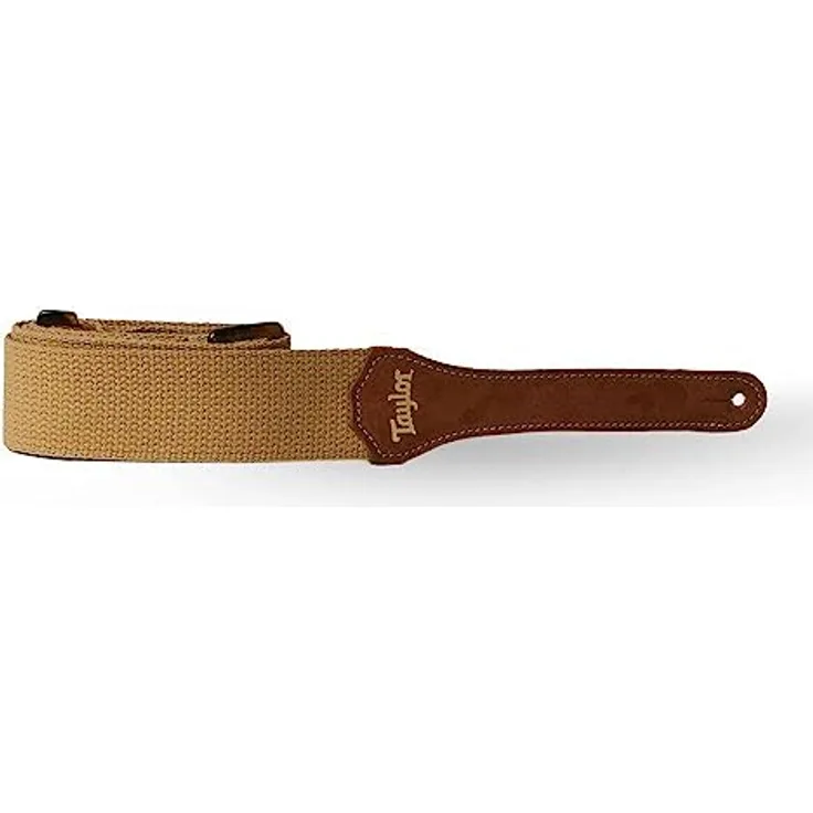 Taylor GS Mini Strap Tan, Gitarrengurt aus Baumwolle mit Wildlederenden, 50,8 mm breit, 110-132 cm verstellbar, Farbe: Tan, Made in USA