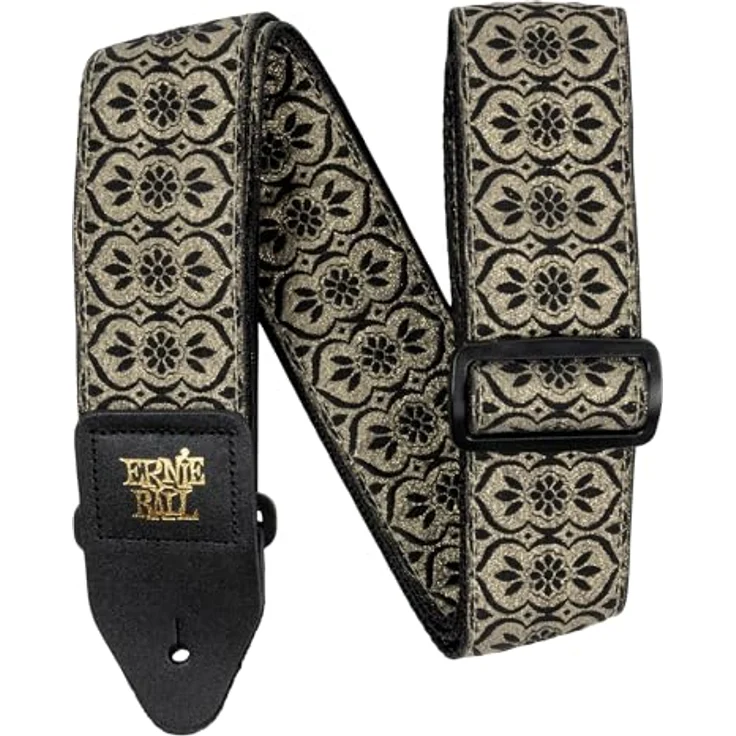 Ernie Ball GG Jacquard Strap, Gitarrengurt aus strapazierfähigem Polypropylen mit Leder-Enden, extra lang 104-182 cm, Farbe: Golden Garden Jacquard – Bild 2
