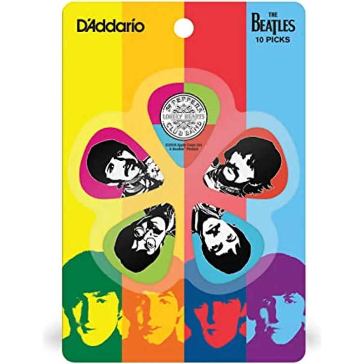 D'Addario Beatles Gitarrenplektren, Sgt. Pepper's 50th Anniversary, light gauge, 10er Set mit detailliertem Kunstwerk – Bild 3