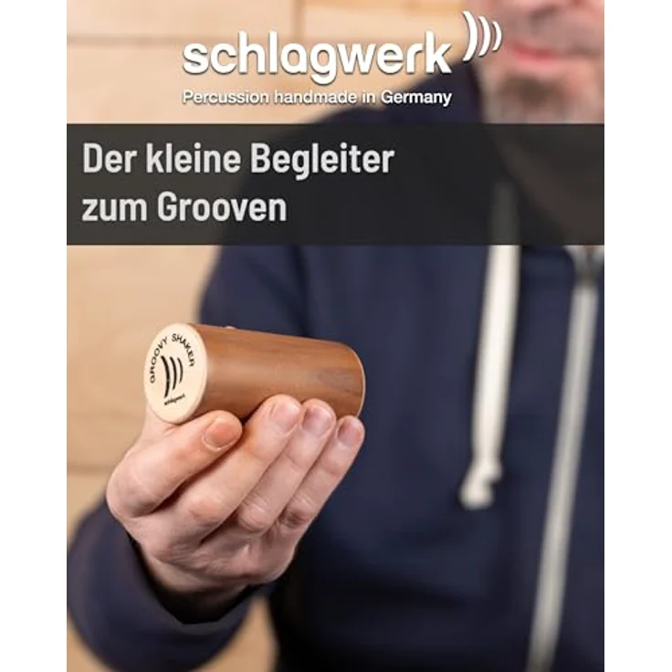 Schlagwerk SK50 Groovy Shaker, handgefertigtes Holz-Rhythmusinstrument, kompakt 7x4,5 cm, vielseitiger Sound für Profis und Einsteiger, Made in Germany – Bild 4