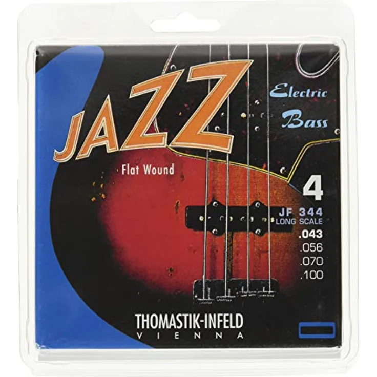 Thomastik-Infeld JF324 Flat Wound E-Bass Saiten Satz, 4 Saiten für Jazz Bass Long Scale 34", Stärken .043 .056 .070 .100, natürlich – Bild 1