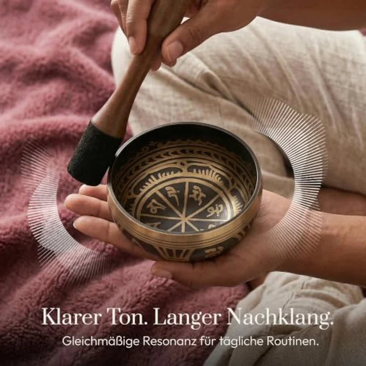 Silent Mind Klangschale Ø10,2 cm Bronze – Handgefertigtes Komplett-Set mit Kissen und Klöppel, ideal für Meditation und Achtsamkeit, klarer stabiler Klang – Bild 3
