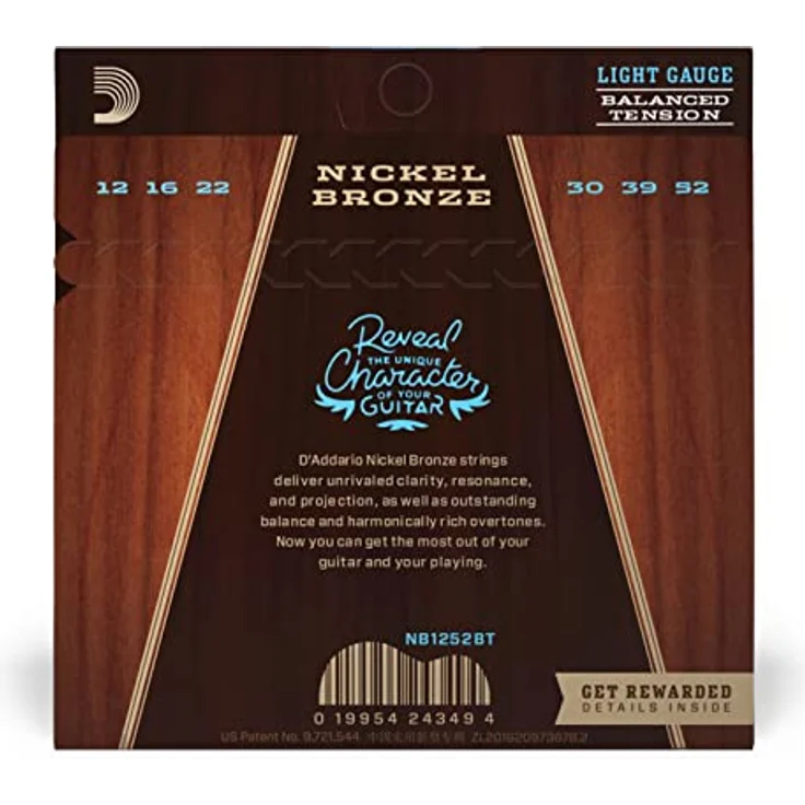 D'Addario nb1252bt Akustikgitarre Saiten, Symmetrische Spannung 12–52, Nickel Bronze, lange Lebensdauer und starke Stimmstabilität – Bild 2