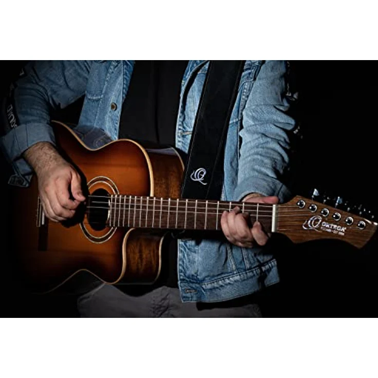 Ortega OSCL-3 Gitarrengurt mit Lederoberseite, 70 mm breit, verstellbar bis 1450 mm, Farbe Vintage Ash – Bild 5