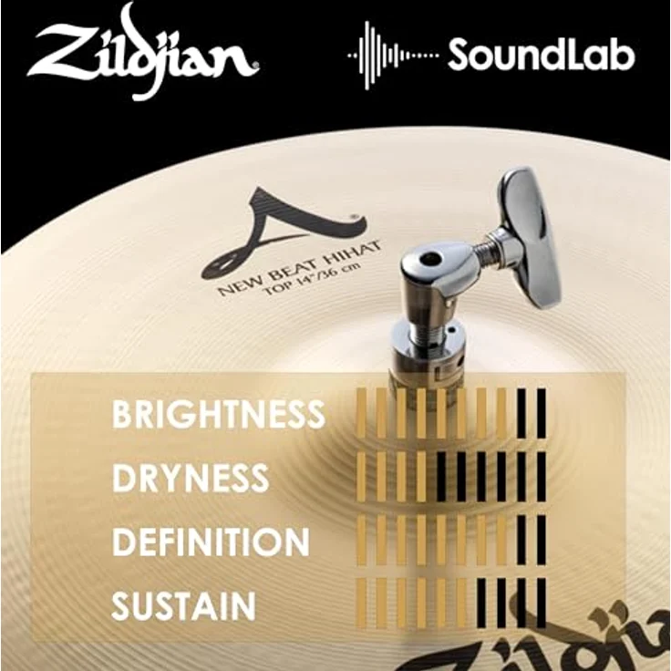 Zildjian 14" A-Series New Beat Hi-Hat, Schlagzeugbecken mit traditionellem Finish und solidem Grundsound – Bild 5