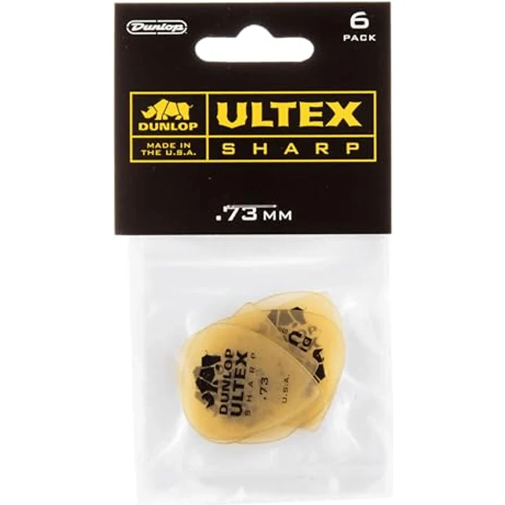 Dunlop Ultex Sharp Player Picks 0.73, Plektrum Set mit 6 Stück, Stärke 0,73mm – Bild 1