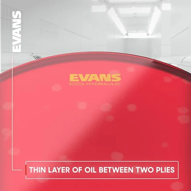 Evans 14" Hydraulic Glass Tom, transparentes Schlagzeugfell mit doppellagiger Ölfüllung für klassischen, dumpfen Sound ohne unerwünschte Obertöne – Bild 4