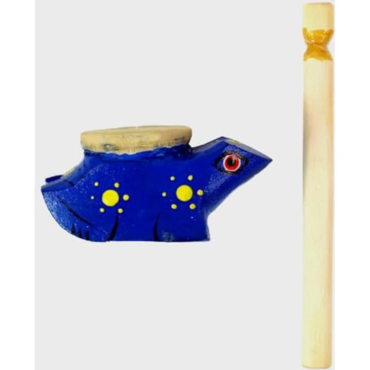 GURU SHOP Handgefertigte Holz-Drehrassel, Musikinstrument in Schildkrötenform, 4x10x4 cm, Lieferumfang: 1 Rassel – Bild 2