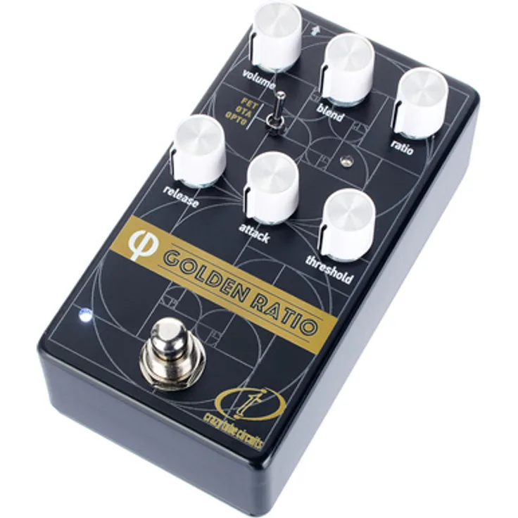 Crazy Tube Circuits Golden Ratio Phi V2 Kompressor, vollanalogen Effektpedal mit 3 Kompressorschaltungen (FET, OTA, OPTO) und Blend Regler für parallele Kompression