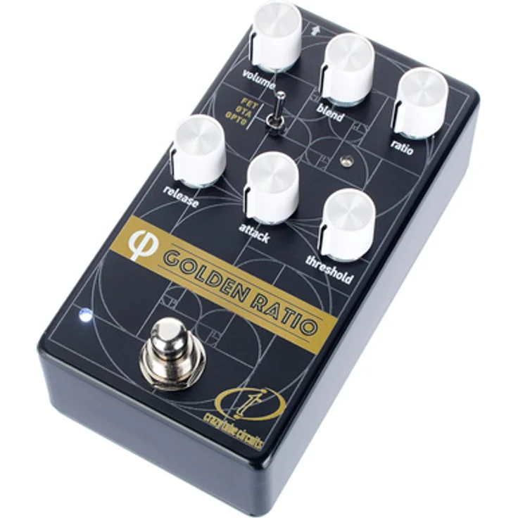 Crazy Tube Circuits Golden Ratio Phi V2 Kompressor, vollanalogen Effektpedal mit 3 Kompressorschaltungen (FET, OTA, OPTO) und Blend Regler für parallele Kompression