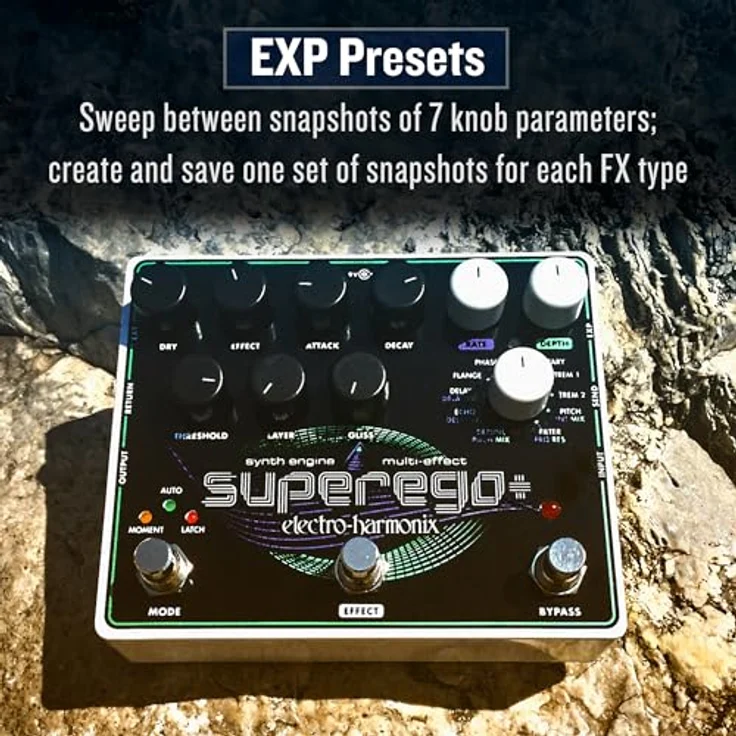 Electro Harmonix Superego Plus, Effektpedal mit 11 Effekttypen, unendlichem Sustain und EXP-Eingang – Bild 9