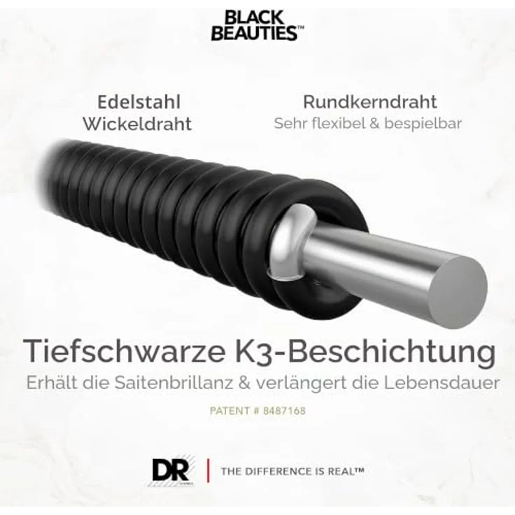 DR Black Beauties Bass 5 Saiten 45-130, beschichtete Gitarrensaiten mit K3-Technologie für klaren Klang und erhöhte Klanglebensdauer – Bild 2