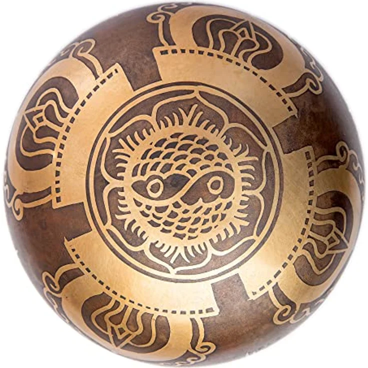HIMALAYAN BAZAAR Tibetisches Klangschalen-Set, handgehämmert, 10,2 cm, mit Seidenkissen und Lederklöppel, ideal für Meditation und Yoga – Bild 4
