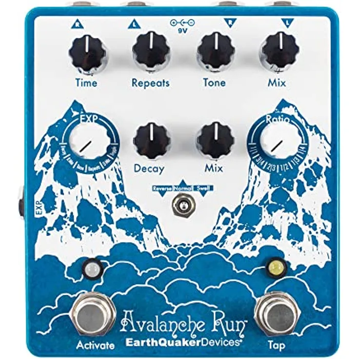 EarthQuaker Devices Avalanche Run V2, Stereo Delay/Reverb Pedal mit 2 Sekunden Delayzeit, True Bypass, Tap Tempo und handgefertigt in den USA