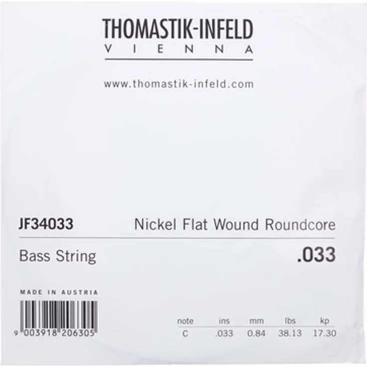 Thomastik JF34033 Einzelsaite C .033, E-Bass Saiten mit runden Stahlkern und nickelummantelter Flat Wound Umspinnung, long scale – Bild 1