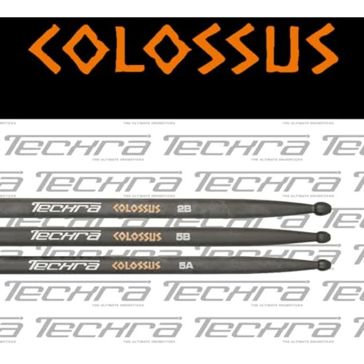 Techra Colossus 5B Carbon Sticks, extrem haltbare Drumsticks, 9-10 mal langlebiger als Holz, 20% leichter, Länge 409mm, Durchmesser 14,8mm, Gewicht 56g – Bild 2
