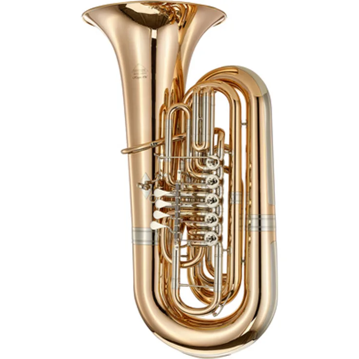 Miraphone 496B Hagen GM Bb-Tuba, 5/4 Größe mit 5 Zylinderventilen, Goldmessing/Klarlack, inkl. TU43 Mundstück