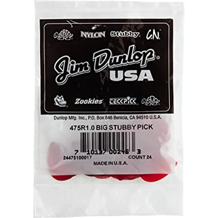 Jim Dunlop Plektrum Big Stubby, 1,00 mm, 24 Stück mit präziser Spitze und taktilem Grifffläche – Bild 4