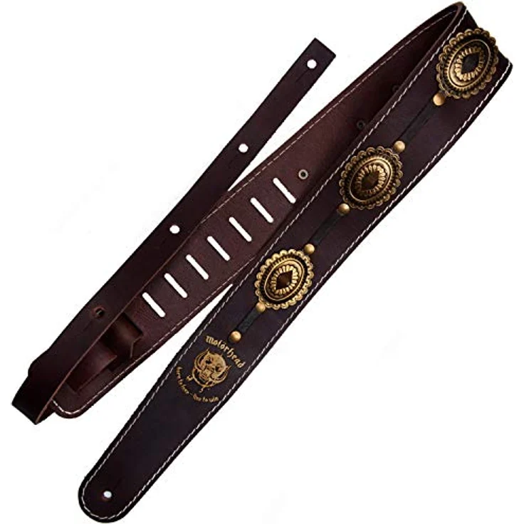 Richter 1568 Motörhead Strap, Gitarrengurt aus Premium Büffelleder mit Motörhead Logo und Lederprägung, braun, verstellbar von 100 - 147 cm – Bild 1