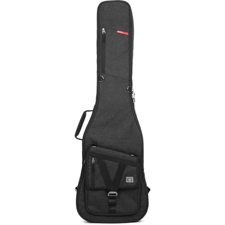 Gator Cases Transit Bassgitarren-Gigbag, Schwarz, witterungsbeständiges Mischgewebe, 20 mm Schaumstoffpolsterung, abnehmbarer Rucksackgurt, große Aufbewahrungstasche – Bild 1