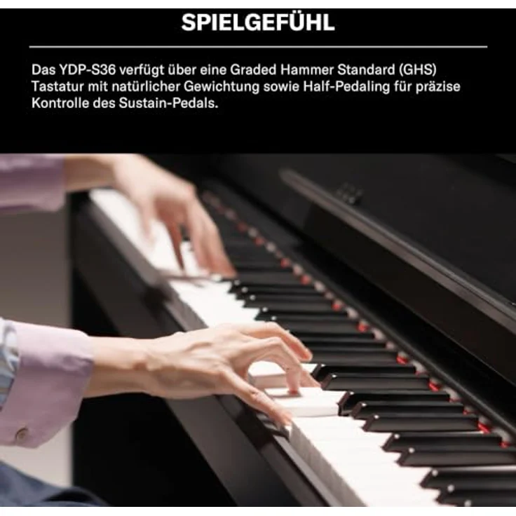 Yamaha YDP-S36 WB Arius, Digital Piano mit 88 gewichteten Hammermechanik-Tasten, 10 Sounds, Bluetooth Audio/Midi, Farbe Weiß Birke – Bild 3