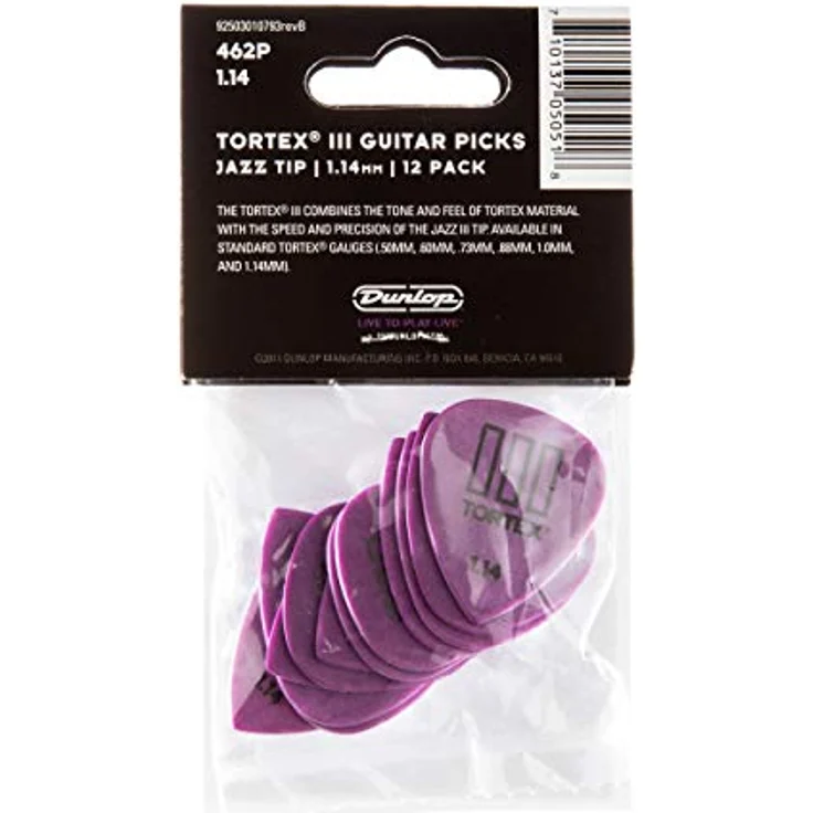 Dunlop Tortex III Riffle Plektrum, Players Pack mit 12 Stück, Stärke 1.14, purple – Bild 5