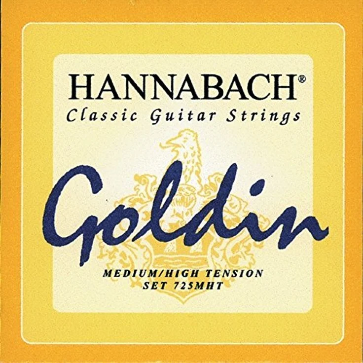 Hannabach Klassikgitarrensaiten Serie 7257MHT, Medium/High Tension Goldin, 3er Bass Satz aus Nylon-Multifilament mit außergewöhnlichem Klang, Made in Germany – Bild 1
