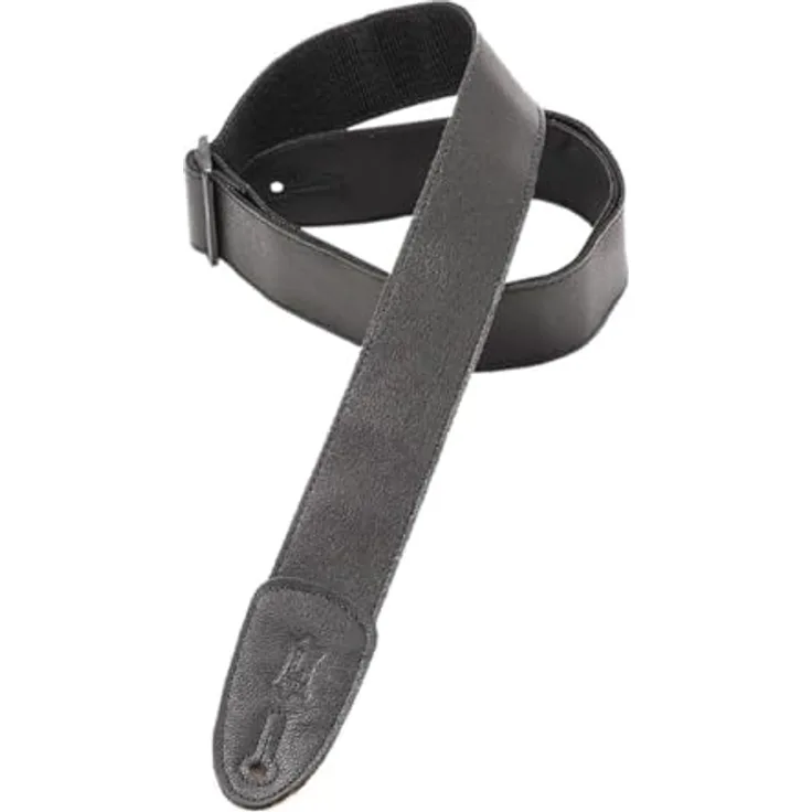 Levys Garment Leather Strap 2" BK, Gitarrengurt aus Bekleidungsleder, Schwarz, verstellbar von 99 cm bis 142 cm