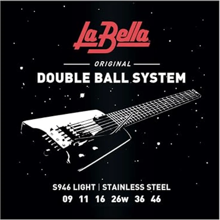 La Bella Double Ball-End Gitarrensaiten S/Less Stahl Rnd Wnd Light 9–46, elektrisch, leichte Spannung – Bild 1