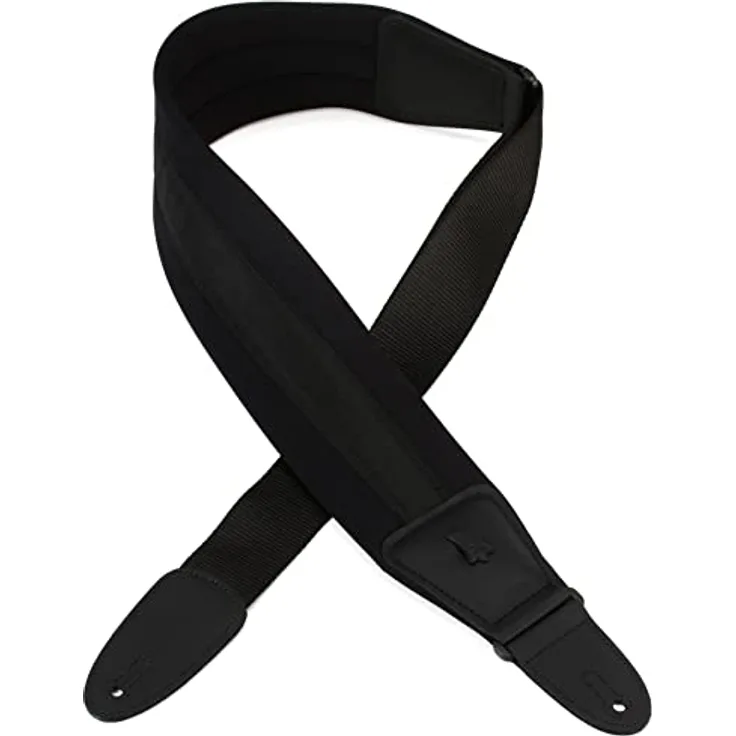 Levys Ultra Comfort Strap 3,25", Gitarrengurt aus Neopren mit gepolstertem Lederendstück, verstellbar von 122 cm bis 140 cm, Schwarz