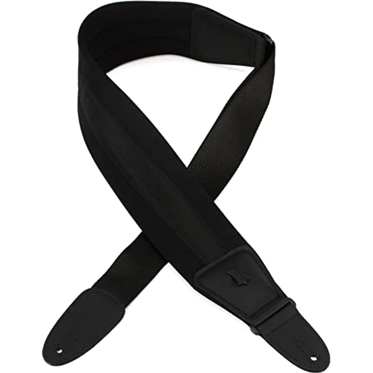Levys Ultra Comfort Strap 3,25", Gitarrengurt aus Neopren mit gepolstertem Lederendstück, verstellbar von 122 cm bis 140 cm, Schwarz – Bild 1
