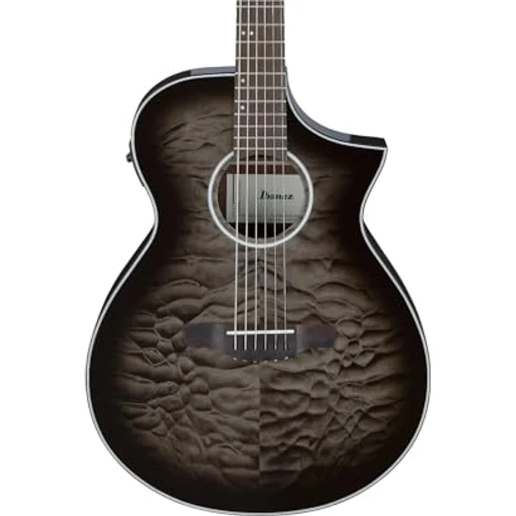 Ibanez AEWC16QA-TKH, Westerngitarre mit Cutaway, Linde Decke, Nyatoh Hals, Transparent Black Sunburst Finish – Bild 3