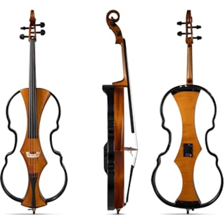 Gewa Novita 3.0 Electric Cello GB, E-Cello mit Spirituslackierung, Korpus aus Linde, Bodenplatte aus Ahorn, goldbraun – Bild 2