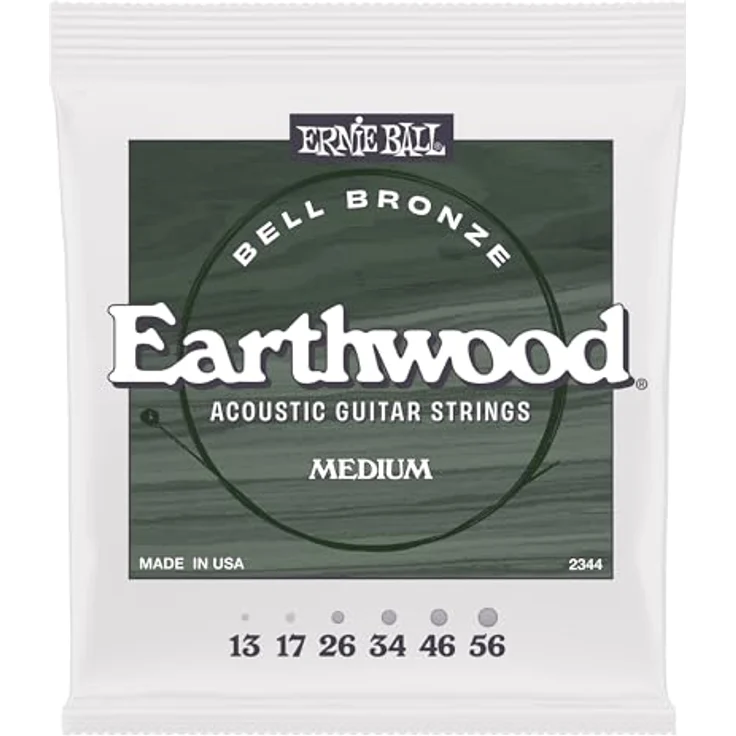 Ernie Ball 2344 Earthwood Bell Bronze M, Gitarrensaiten Set für Westerngitarre, Medium, 013-056, Made in USA – Bild 1