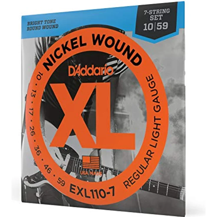 D'Addario EXL110-7 7-String E-Gitarrensaiten, Nickel Wound, Regular Light, 10-59, vielseitiger Klang, hergestellt in den USA – Bild 1