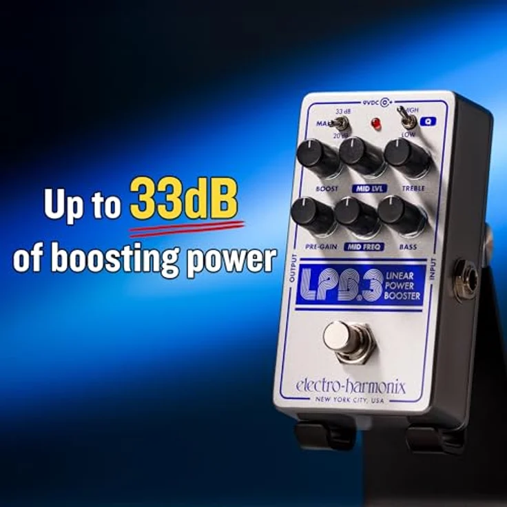 Electro Harmonix LPB-3 Boost & EQ, Gitarren-Effektpedal mit +33dB Clean Boost und 3-Band-EQ – Bild 5