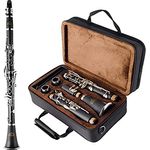 EASTROCK B-Klarinette für Anfänger, Ebonit-Klarinette vernickelt mit 2 Zylindern, Zubehörset inkl. Schraubendreher, Schultergurt, Korkgelenk und Lederholzetui, Schwarz