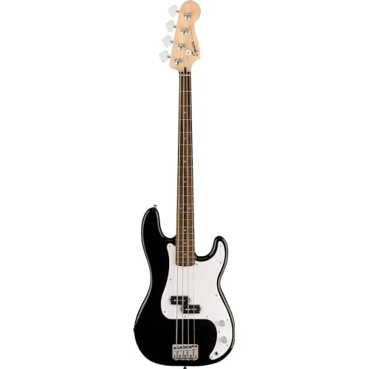 Squier Sonic Precision Black, 4-Saiter E-Bass mit Ahornhals und Ceramic Split Single-Coil Tonabnehmer, schwarz – Bild 4