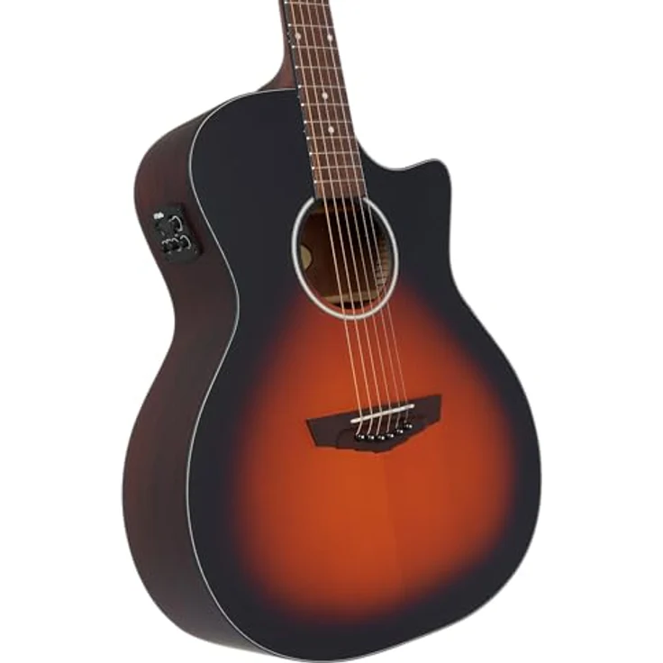 DAngelico Premier Gramercy LS Grand Auditorium Westerngitarre, Satin Vintage Sunburst, Mahagoni, mit Dangelico MG-30 Preamp und integriertem Stimmgerät – Bild 2