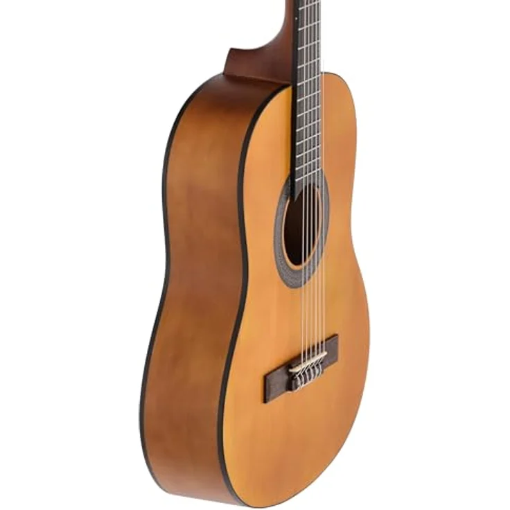 Juan Miguel Navarrez Konzertgitarre, klassische 3/4 Gitarre honey, mit Lindenholz-Korpus und inkl. Tragetasche – Bild 4