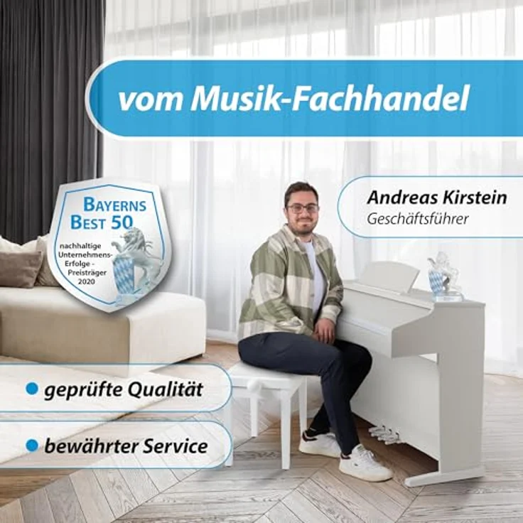 Classic Cantabile DP-50 E-Piano, Digital Piano 88 Tasten mit Hammermechanik, 14 Voices, USB-Anschluss, 3 Pedale, weiß matt – Bild 5