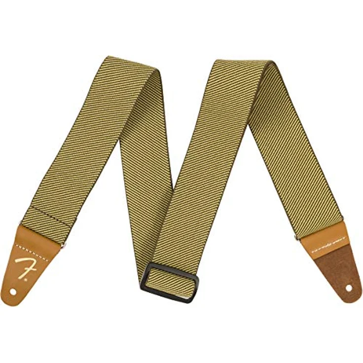 Fender Weighless Tweed, Elastischer Gitarrengurt mit Lederenden, verstellbar von 80 cm bis 148 cm, grau-beige – Bild 4