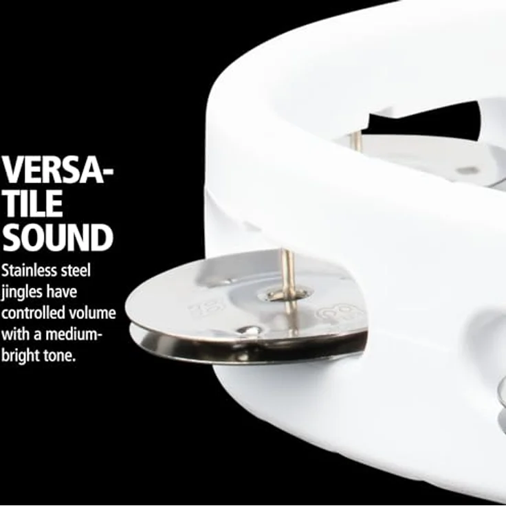 Meinl HTWH Headliner Tambourine, ABS-Kunststoffrahmen, 7 Paar Stahlschellen, einreihig, weiß, ergonomischer Griff, heller Sound – Bild 3