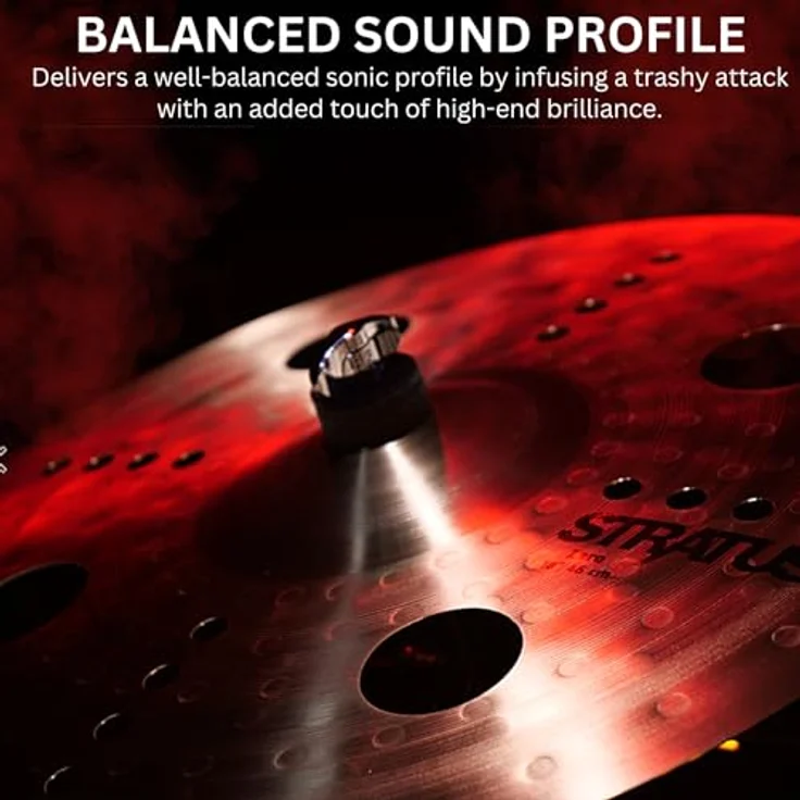 Sabian 18" Stratus Zero, Effektbecken aus B20 Bronze mit O-Zone und Aero Lochung, explosiver Klangcharakter – Bild 4