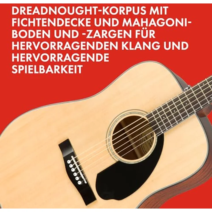 Fender CD-60S Dreadnought Akustikgitarre, Mahagoni-Korpus, Walnussgriffbrett, Natur, inkl. Kostenloser virtueller Unterricht – Bild 3