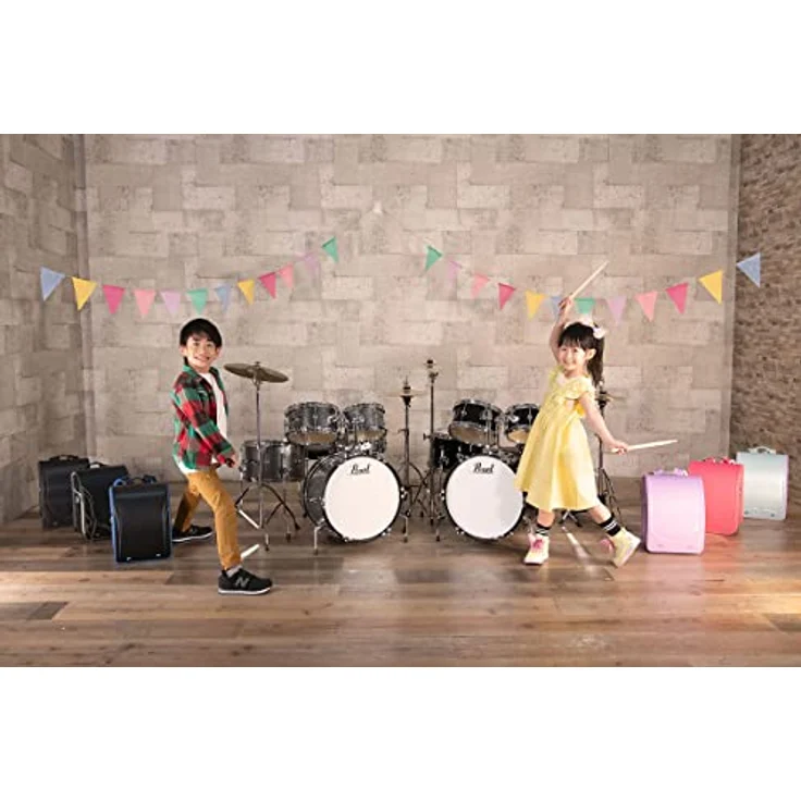 PEARL RSJ465C/C31 Realistisches akustisches Kinderschlagzeug mit stimmbarem Holz, Jet Black, inklusive Höhenverstellbarem Stuhl und Becken – Bild 4